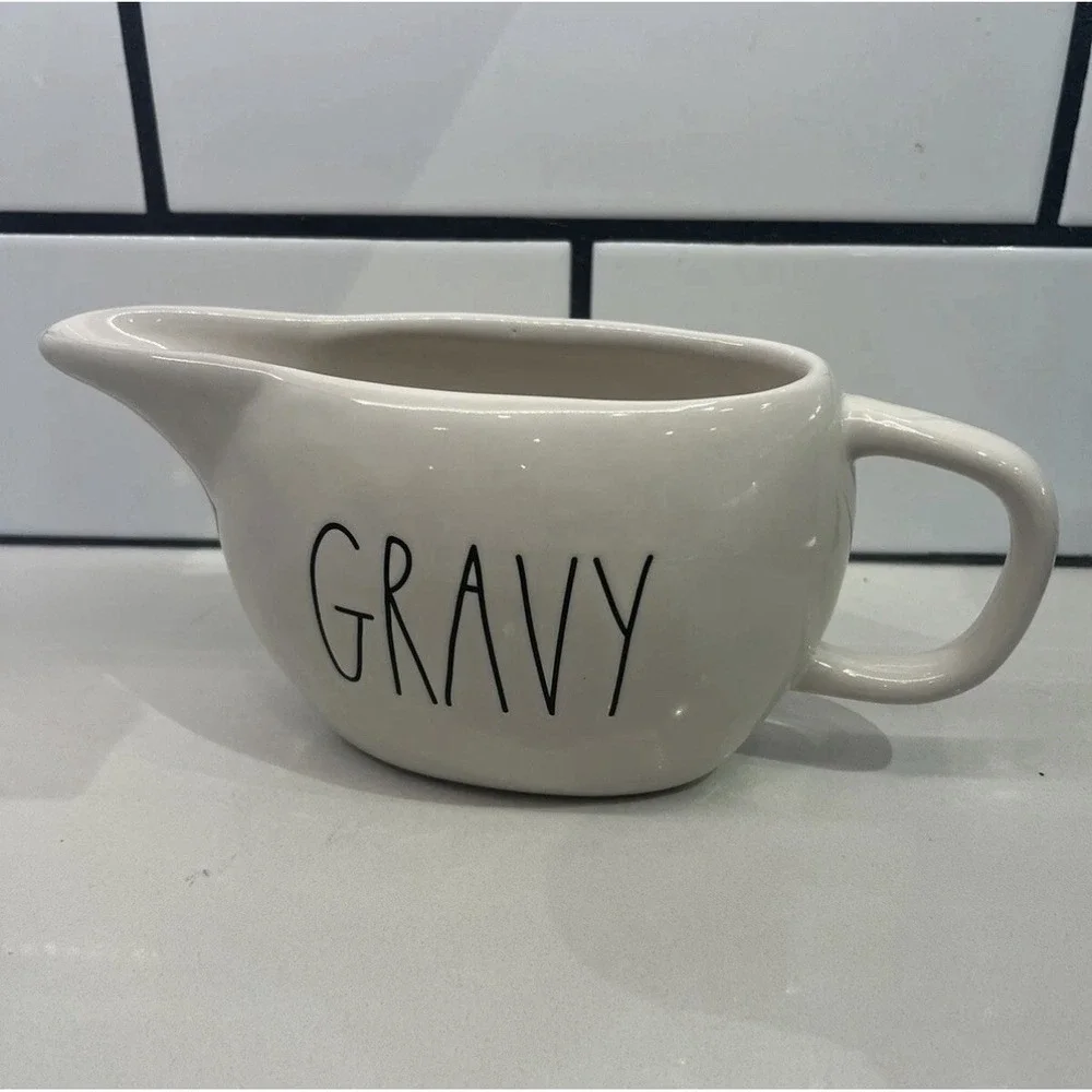NEW Rae Dunn GRAVY Gravy Boat By Magenta Thanksgiving Christmas Dinner White